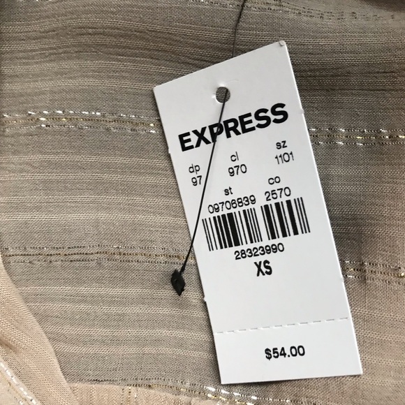 Express Tan Gold Stripes Button Down Collar NWT Size XS - Picture 12 of 12